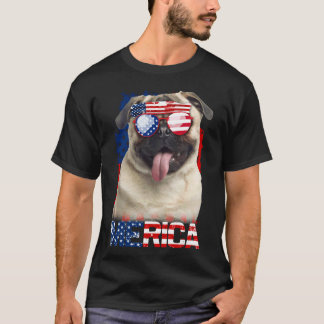 Camisa 4 De Julho Bandeira Americana Pug Amante De