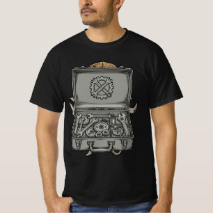 Camisa Aberta Caixa de Ferramentas Chaves Engrenag