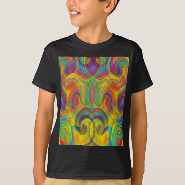 CAMISA ABSTRATA DE ARTE COLORIDA COM TURBILHÃO GEO (Frente)