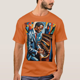Camisa Abstrato de Arte do Jogador de Piano Jazz