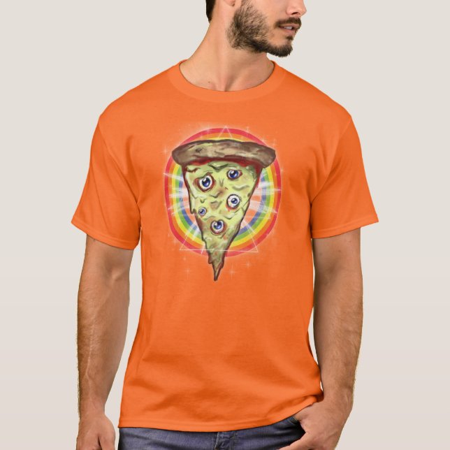 Camisa ácida Trippy da pizza do arco-íris (Frente)