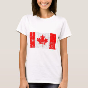 Camisa afligida vintage da bandeira de Canadá