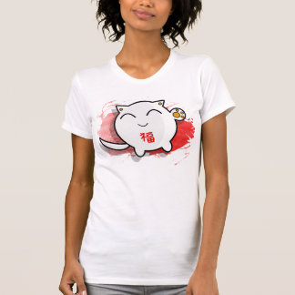 camisa afortunada japonesa bonito do gato t