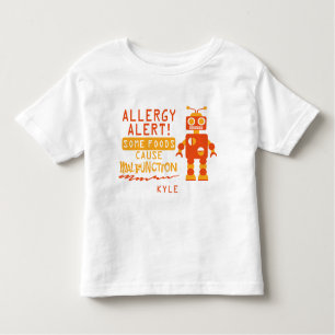 Camisa alaranjada do alerta da alergia de comida