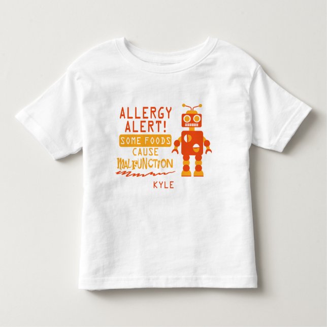 Camisa alaranjada do alerta da alergia de comida (Frente)