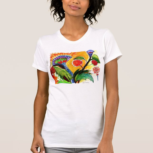 Camisa alaranjada do céu das plantas estranhas (Frente)