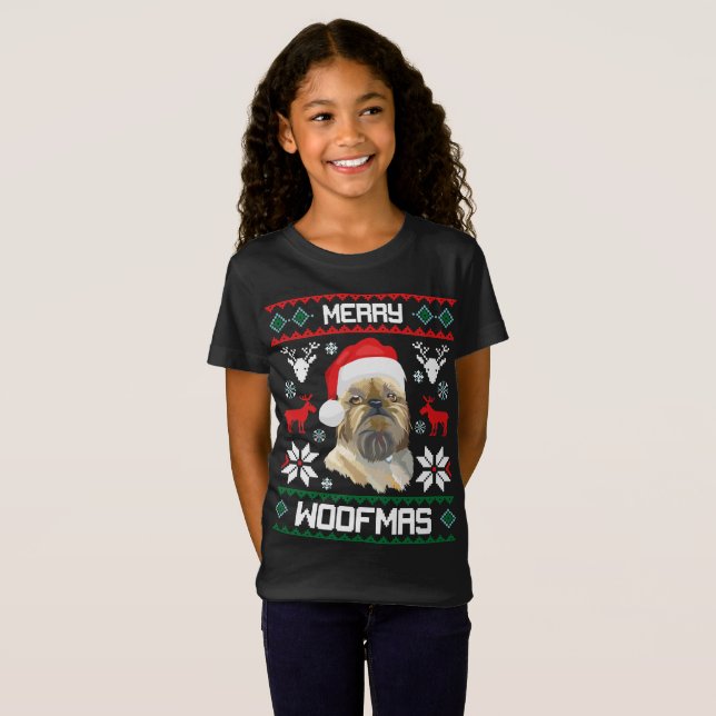 Camisa alegre do Natal de Woofmas do cão de (Frente Completa)