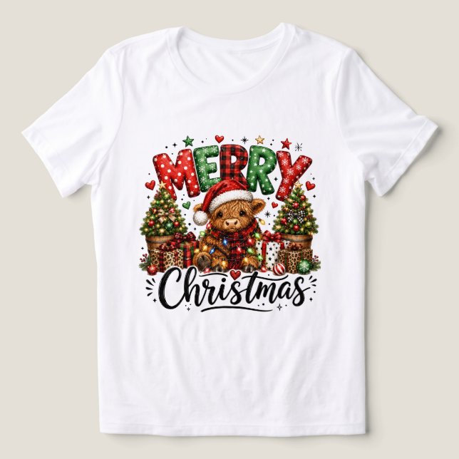 Camisa Alegre Natal Vaca Highland, F (Design frontal)