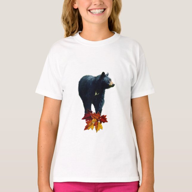 Camisa Amante de os animais do Urso Negro Andando (Frente)
