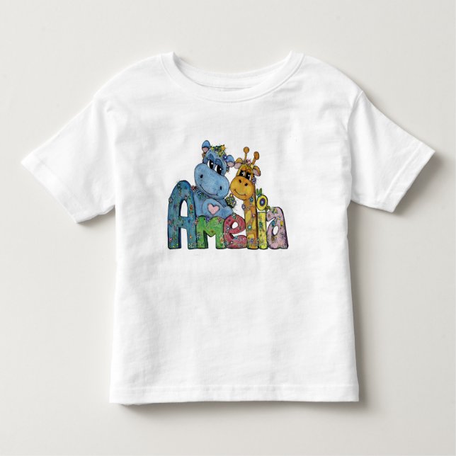 Camisa Amelia com Hippo e Giraffe Art (Frente)