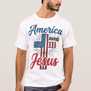 Camisa America Precisa de Jesus Desenho Cruz Patri