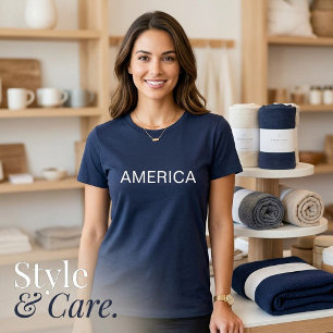 Camisa AMERICA Texto Azul Marinho Cômada Ajuste Co