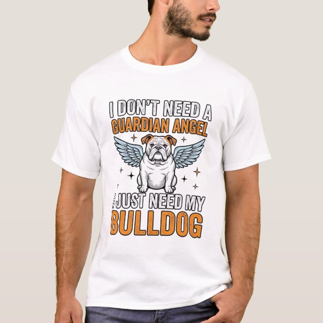 Camisa Anjo da Guarda Bulldog Amante de Cães Vinta (Frente)