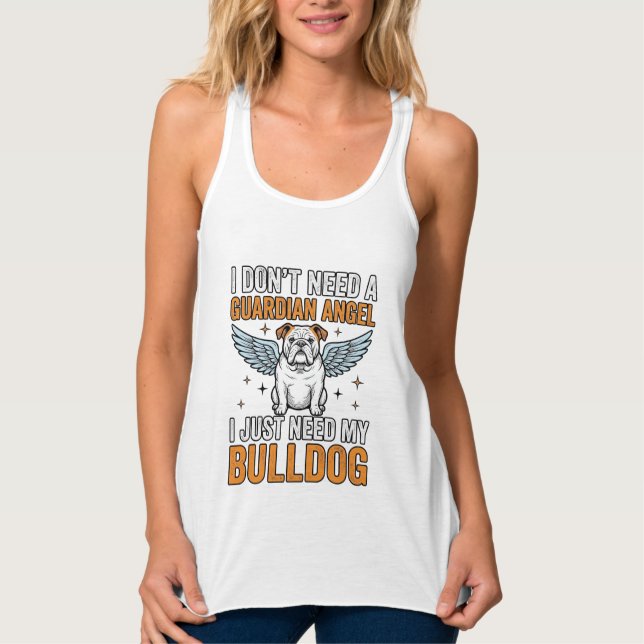 Camisa Anjo da Guarda Bulldog Amante de Cães Vinta (Frente)