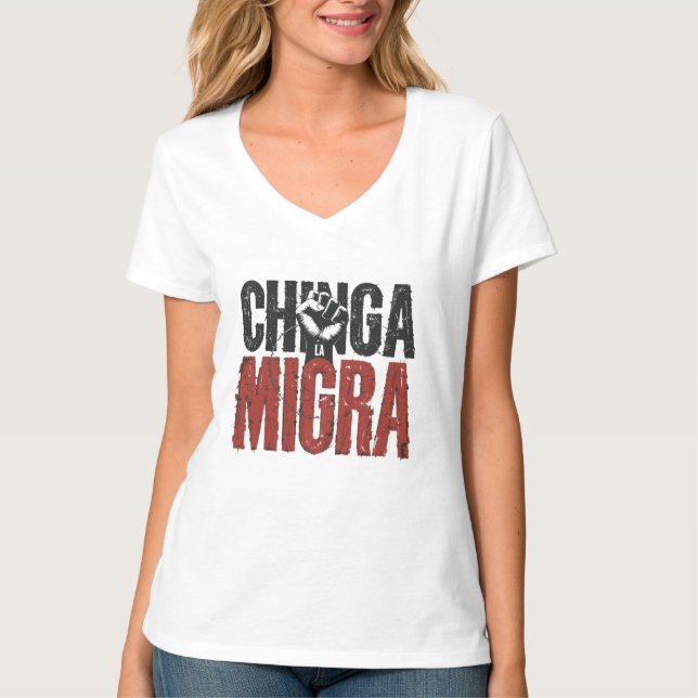 Camisa Anti-ICE Chinga La Migra - Resistência à Vi (Frente)