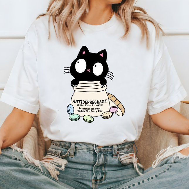 Camisa Antidepressiva De Gato De Cartoon, Lover De (Criador carregado)