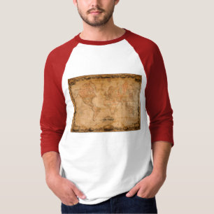 Camisa antiga do mapa do mundo de Colton
