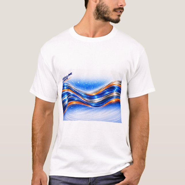 Camisa Aqualume Wave – Fluxo Abstrato Laranja Azul (Frente)