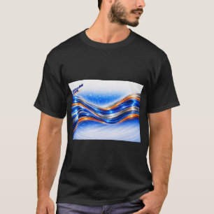 Camisa Aqualume Wave – Fluxo Abstrato Laranja Azul