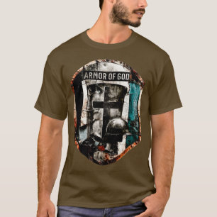 Camisa Armor of God WW2 Estilo Emblema Cristão