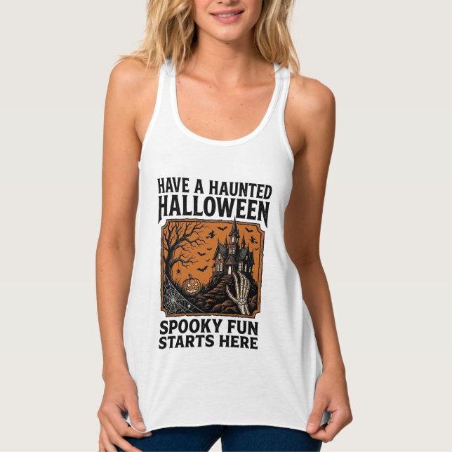 Camisa Assombrada de Halloween Design de Festa Vin (Frente)