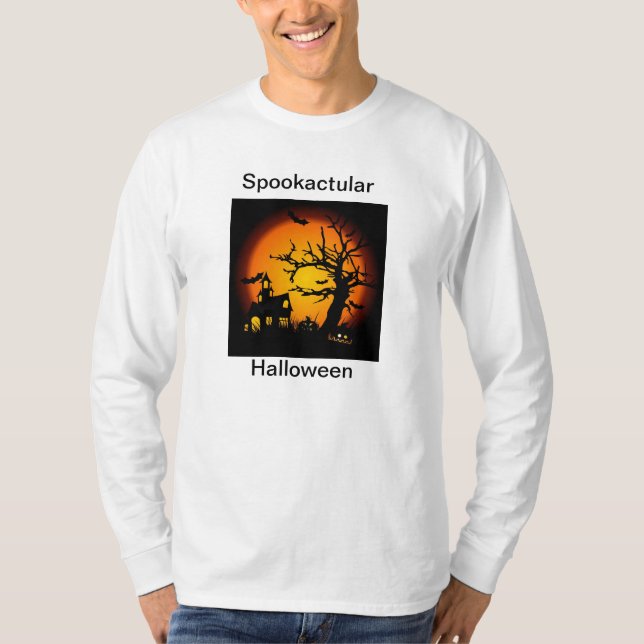 Camisa assombrada o Dia das Bruxas da casa de (Frente)