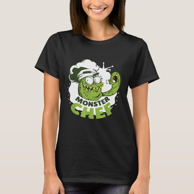 Camisa assustadora do Dia das Bruxas Monstro cozin (Frente)