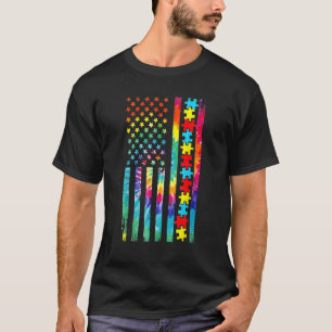 Camisa Autismo Bandeira Americana Tie Dye Conscien