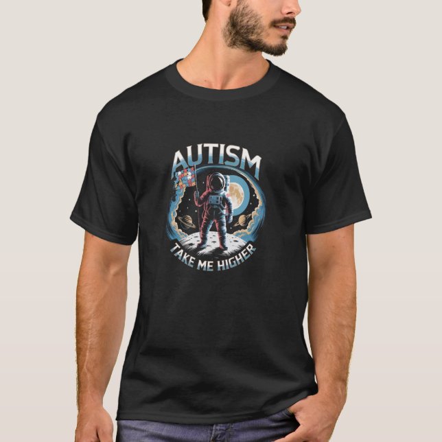 Camisa Autismo Me Leva Mais Alto Peça de Puzzle de (Frente)