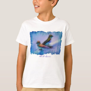 Camisa Azul "Bird Lover" Ilustração da Vida Selvag