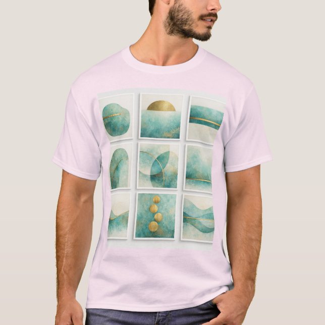 camisa azul cobre minimalista abstrata (Frente)
