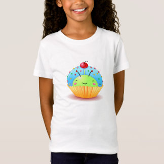 Camisa azul da boneca das meninas do cupcake do