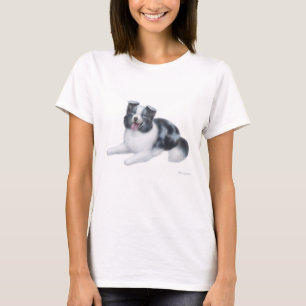 Camisa azul da boneca de border collie Merle