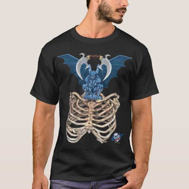 Camisa azul da gárgula T (Frente)