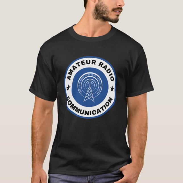 Camisa azul de comunicação rádio amadora (Frente)