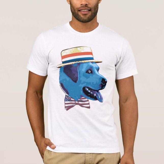 Camisa azul de Democrata do cão (Frente)