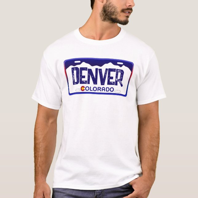 Camisa azul de matrícula Denver Colorado (Frente)