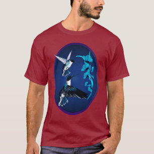 Camisa azul do Oval de dois colibris