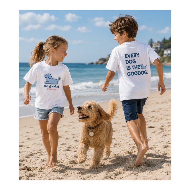 Camisa Azul e Branco com Silhueta de Cachorro em S (Criador carregado)