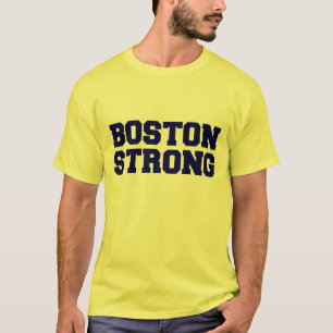 camisa azul forte do texto de Boston