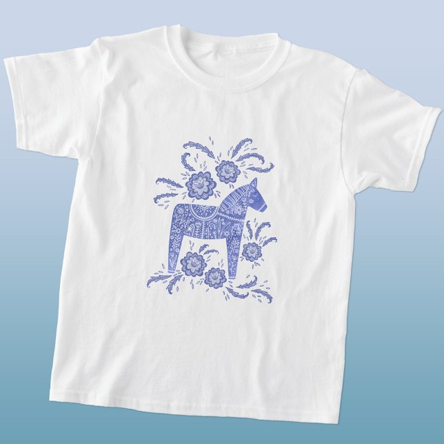 Camisa Azul Viking (T-Shirt) Dala Horse (Criador carregado)