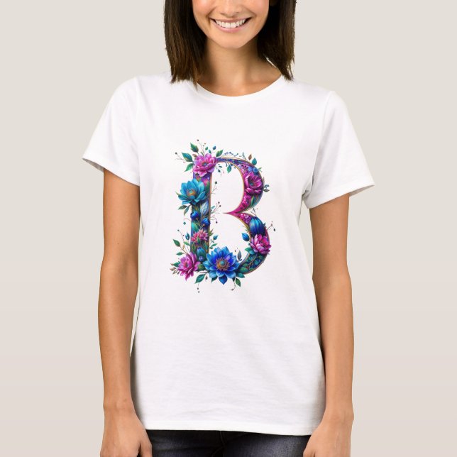 Camisa B floral inicial para ela (Frente)