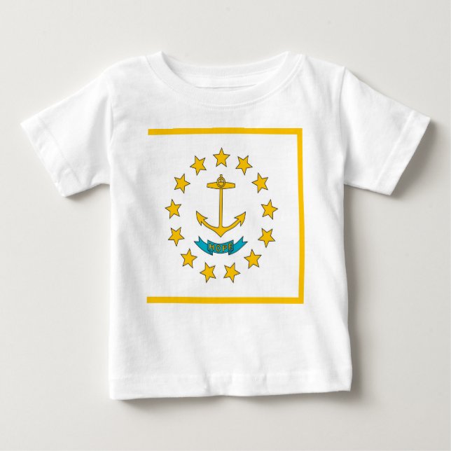 Camisa Baby T com bandeira de Rhode Island (Frente)