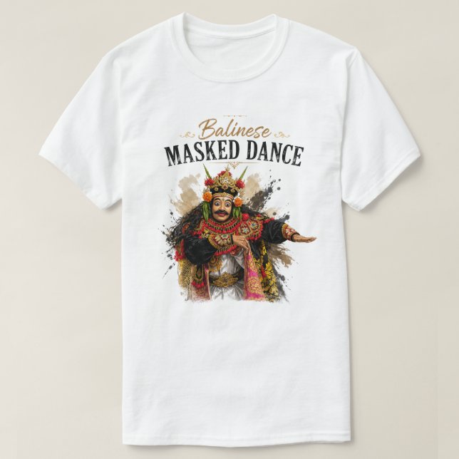 Camisa Balinesa de Dança Mascarada (Frente do Design)