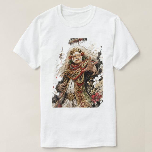 Camisa Balinese Topeng Dança (Frente do Design)