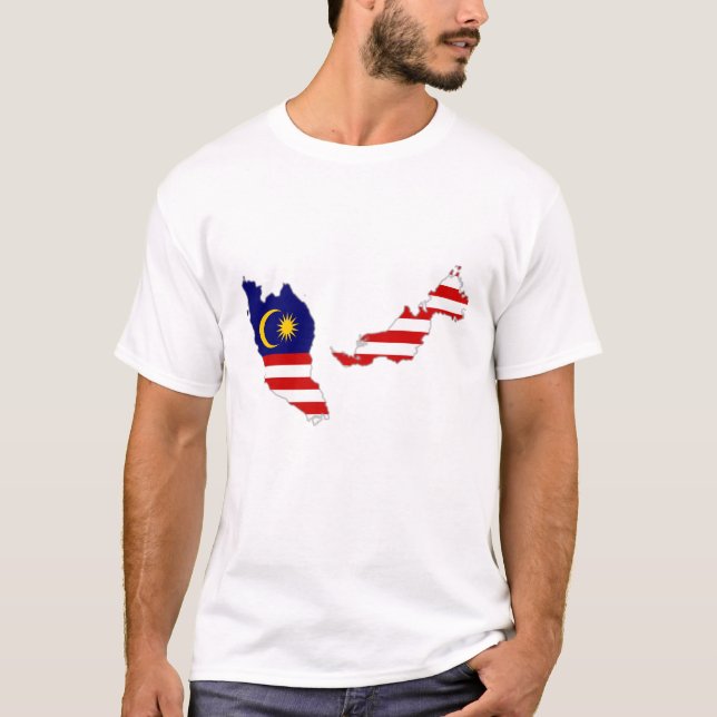Camisa básica de homem com bandeira da Malásia no  (Frente)