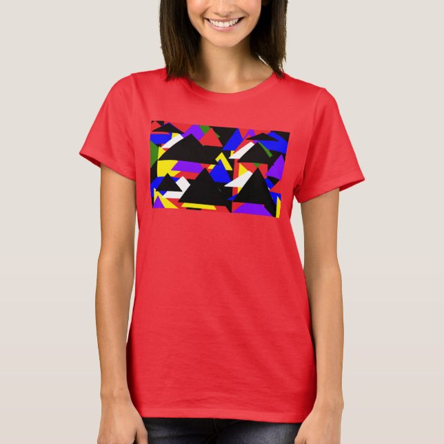 Camisa básica multicolorida abstrato (Frente)