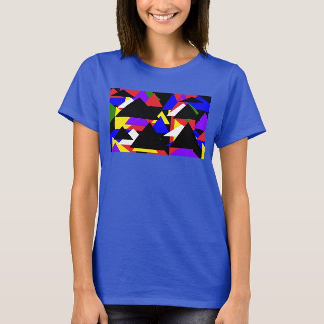 Camisa básica multicolorida abstrato (Frente)