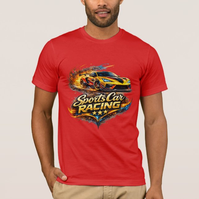 Camisa Bella+Canvas Gráfica de Carros de Corrida e (Frente)