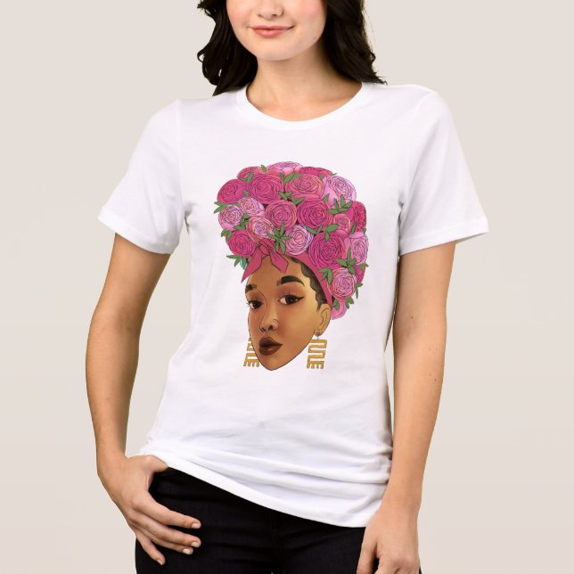 Camisa Blasian Girl Flores Rosa no Cabelo (Frente)